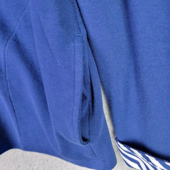 Blair Women's Jacket Sz L Blue Full Zip Pockets White Stripe Contrast - Picture 6 of 15